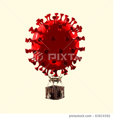 Balloon made of models of COVID-19 coronavirus, concept of pandemic spreading Balloon made of models of COVID-19 coronavirus, concept of pandemic spreading 63814392