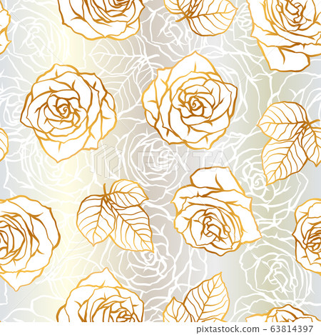 Flower Pattern Roses Outline Seamless pattern with outline roses. Beautiful... - Stock Illustration ...