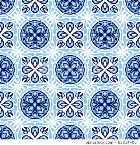 Italian ceramic tile pattern. Mediterranean porcelain pottery. 63814406