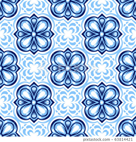 Italian ceramic tile pattern. Mediterranean porcelain pottery. 63814421