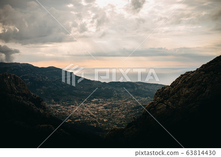 Aerial View of Mallorca Coast at Sunrise 63814430