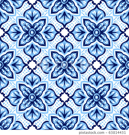 Italian ceramic tile pattern. Mediterranean porcelain pottery. 63814431