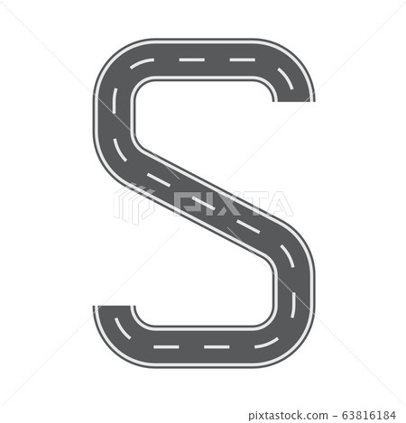S letter for Road or street font. Flat and solid color vector illustration. 63816184