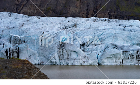 Glacier details with ash in the ice - Iceland 63817226