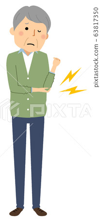 Senior man with elbow pain 63817350