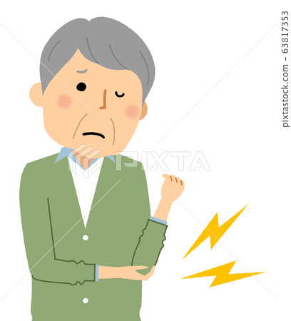 Senior man with elbow pain 63817353