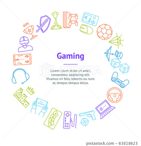 Game Signs Thin Line Icon Round Design Template . Vector 63818623