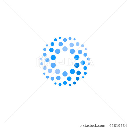 Abstract blue color round logo from circles. Water vector logotype template. Innovative cleaning and freezing method. Sparkling drink icon. Abstract blue color round logo from circles. Water vector logotype template. Innovative cleaning and freezing method. Sparkling drink icon. 63819584