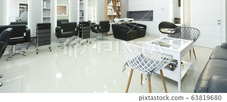Barber shop interior in black and white colors 63819680