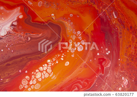 Vibrant red colour stains with white spots of liquid acrylic colors Vibrant red colour stains with white spots of liquid acrylic colors 63820177