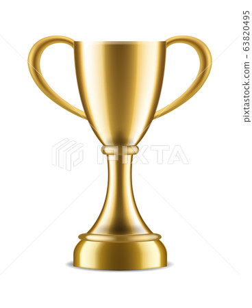 Winner trophy. Sport award for champion victory congratulations, realistic 3d gold vector cup on white background Winner trophy. Sport award for champion victory congratulations, realistic 3d gold vector cup on white background 63820495