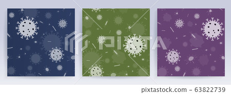 Seamless design with light abstract silhouette of coronavirus elements. Sign of coronavirus COVID-2019. Asian flu composition. 63822739