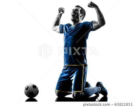 soccer player man happy celebration silhouette isolated soccer player man happy celebration silhouette isolated 63822851