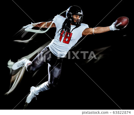 American Football Sportsman Player Isolated on Black Background