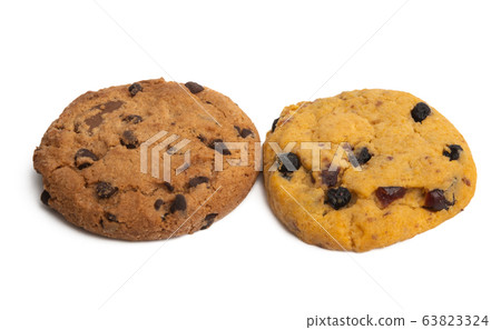 cookies with chocolate drops isolated 63823324