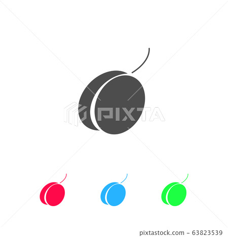 Plum fruits icon flat. Plum fruits icon flat. 63823539