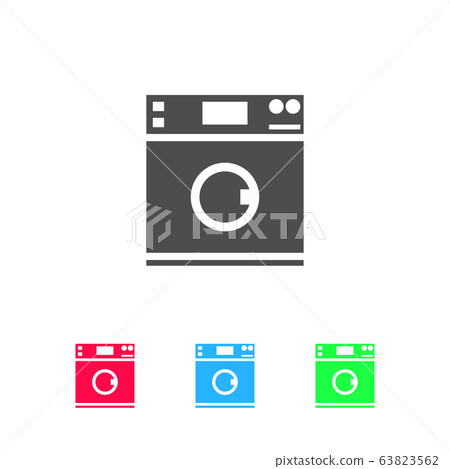 Washing machine icon flat. 63823562