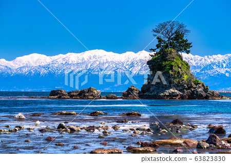 <富山縣>天原海岸，名和，立山山脈 63823830