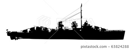 Silhouette of an American warship of World War II 63824288