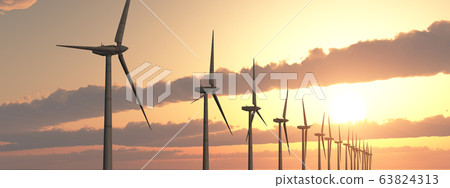 Wind turbines at sunset - Stock Illustration [63824313] - PIXTA
