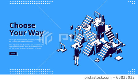 Choose your way isometric landing page, web banner Choose your way isometric landing page, web banner 63825032