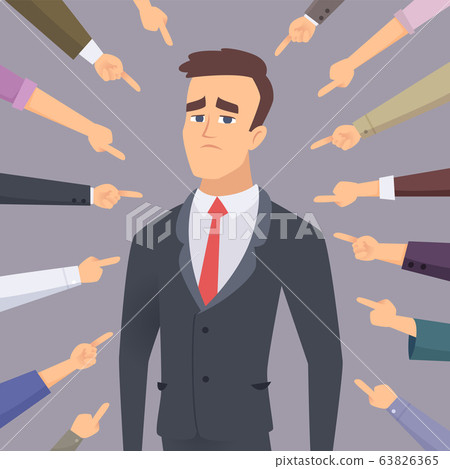 Ashamed. Problem man pointing to businessman ashamed guilty conflict foolish people fear employee vector concept 63826365