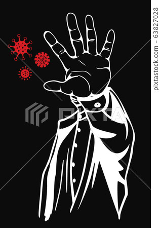 Stop virus concept. Prohibition sign with your hand. Vector illustration 63827028