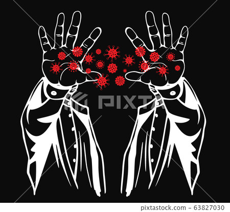 Stop virus concept. Prohibition sign with your hand. Vector illustration Stop virus concept. Prohibition sign with your hand. Vector illustration 63827030