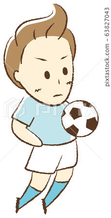 Boy playing soccer chest trap Boy playing soccer chest trap 63827043