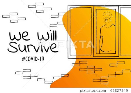 Self quarantine and and social distancing concept. Stay home. COVID-19 coronavirus. Template for 63827349