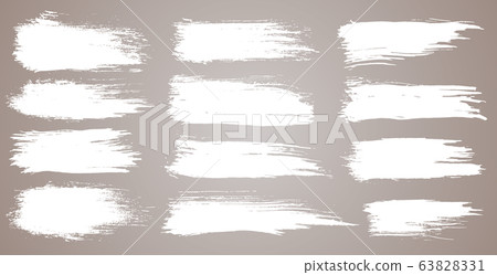 Vector set of grunge artistic brush strokes, brushes. Creative design elements. Grunge watercolor wide brush strokes. White collection isolated on white background 63828331