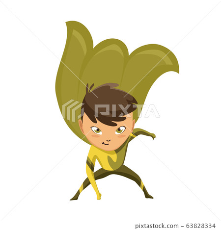 Kid Dressed as Superhero. Cute superhero kid in colorful costume. Funny Flat Isolated kid wearing superhero costume. Movie character Kid Dressed as Superhero. Cute superhero kid in colorful costume. Funny Flat Isolated kid wearing superhero costume. Movie character 63828334