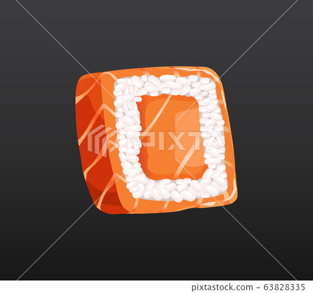 3D Sushi roll traditional seaweed fresh raw food. Japanese seafood sushi roll. Classical asian food. Sushi roll with salmon ris 3D Sushi roll traditional seaweed fresh raw food. Japanese seafood sushi roll. Classical asian food. Sushi roll with salmon ris 63828335