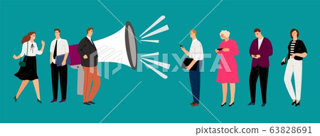 Flat magaphone, people with smartphones Flat magaphone, people with smartphones 63828691