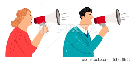 People with megaphone 63828692