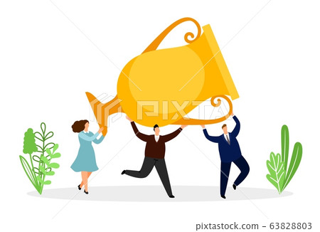 Siccessful businessteam with golden cup 63828803
