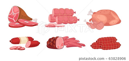 Meat chicken and sausages, salami 63828906