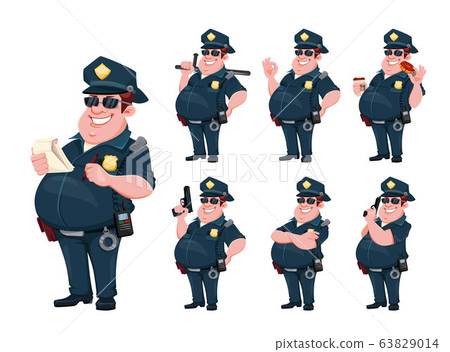 Police officer. Funny cartoon character 63829014