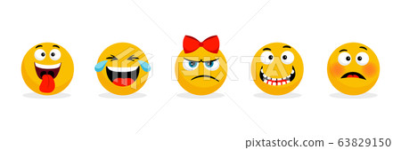 Yellow faces emoticons. Vector cartoon funny smileys faces, cartoon emojis Yellow faces emoticons. Vector cartoon funny smileys faces, cartoon emojis 63829150