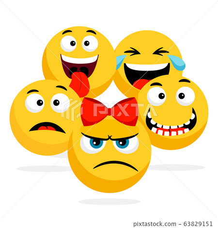 Yellow faces emoticons vector illustration. Happy, smile and angry emojis concept Yellow faces emoticons vector illustration. Happy, smile and angry emojis concept 63829151