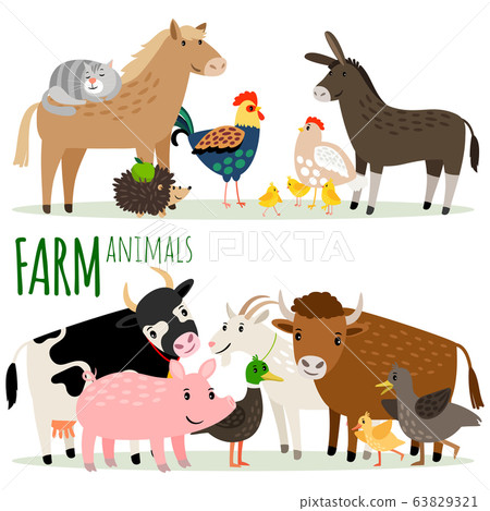 Farm Animals Cartoon Characters Stock Illustration 63829321 Pixta