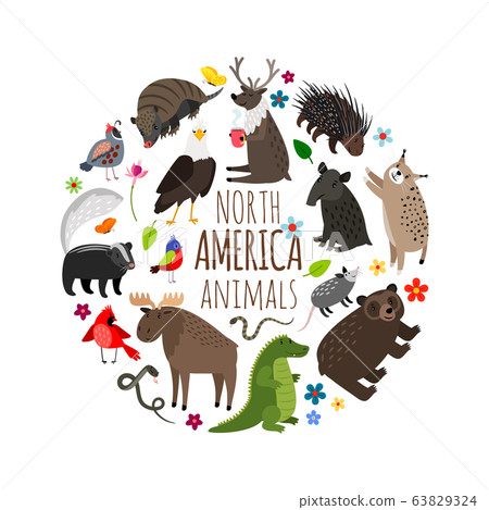 Cartoon animals of America banner 63829324