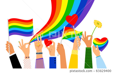 Hand holding pride flag Hand holding pride flag 63829400