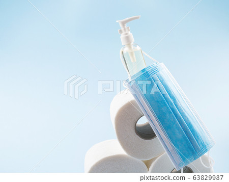 Products to face covid19 quarantine. Panic concept Products to face covid19 quarantine. Panic concept 63829987