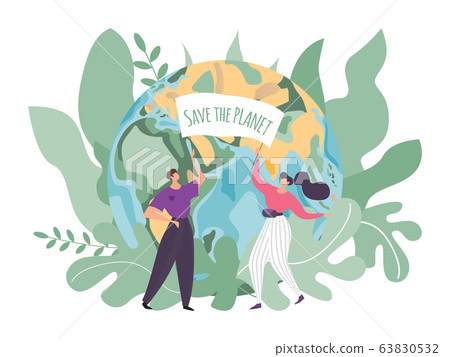 Earth Care Vector Illustration Flat Tiny Stock Illustration