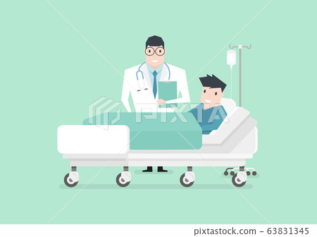 Doctor visiting male patient on ward. Medical concept. 63831345