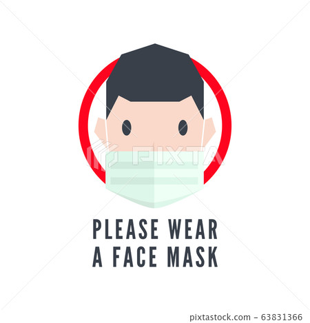 Please wear a face mask sign. - Stock Illustration [63831366] - PIXTA