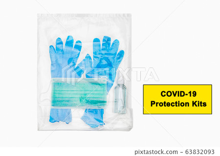 COVID-19 Protection Kits on white background 63832093