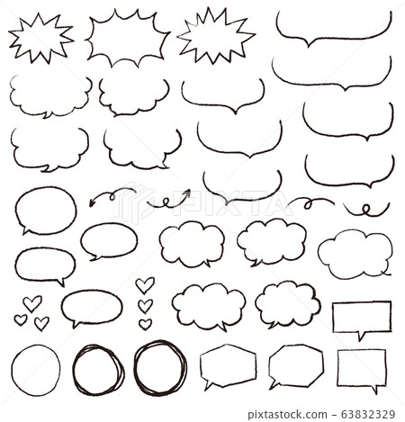 Crayon style black hand drawn speech bubble set 63832329