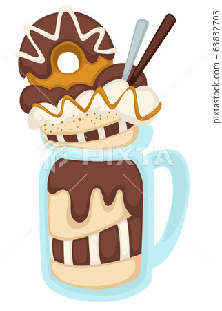 Baked dessert with donut and chocolate sticks in glass vector 63832703